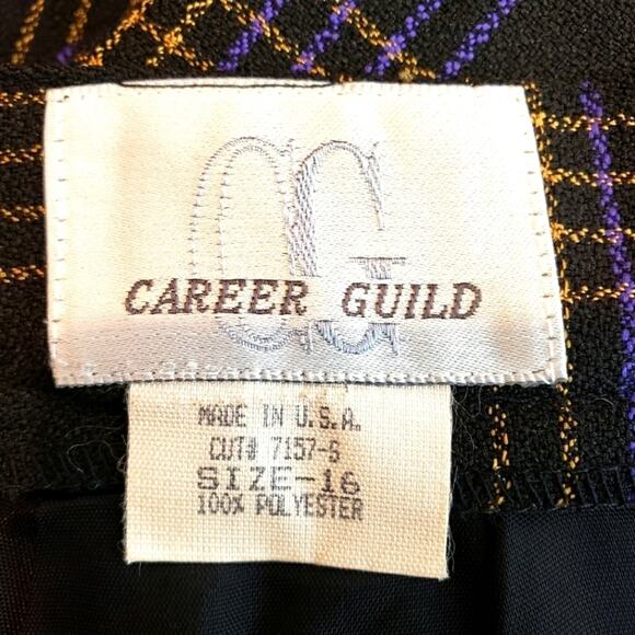 Vintage Career Guild Plaid Purple and Black Lined Pencile Skirt U.S.A. Size 16 - Picture 5 of 7